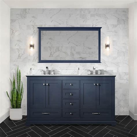 Lexora Dukes 60 In W X 22 In D Navy Blue Double Bath Vanity Without