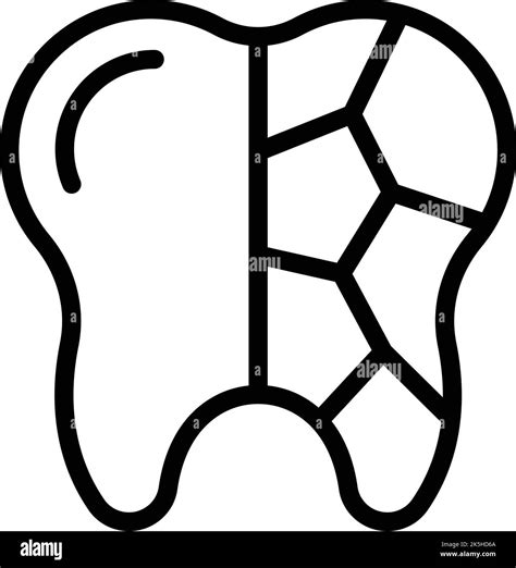 Cracked Tooth Icon Outline Vector Diamond Care Silver Magic Stock