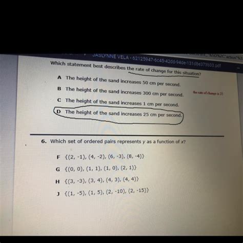 6 Which Set Of Ordered Pairs Represents Y As A Function Of X