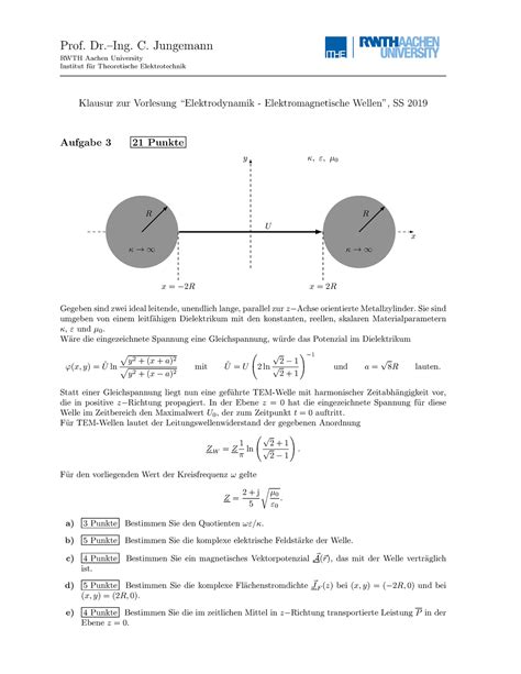 EDEW A3 H19 EDEW Klausur Prof Dr Ing C Jungemann RWTH Aachen