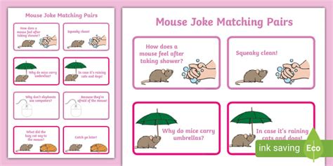 Mouse Joke Matching Pairs Lehrer Gemacht Twinkl