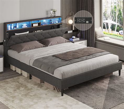 Adorneve Queen Bed Frame With Led Lights Headboard