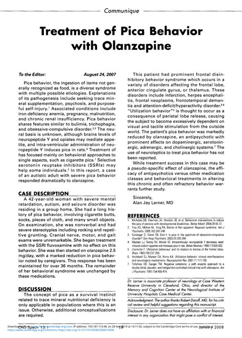 (PDF) Treatment of Pica Behavior with Olanzapine