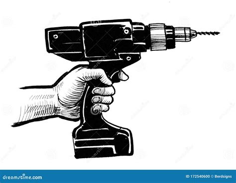 Hand And Drill Stock Illustration Illustration Of Black 172540600