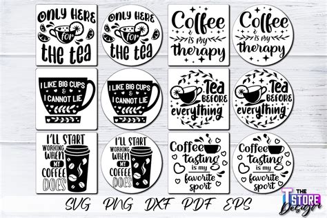 Coasters Svg Bundle Coffee Quotes Design Funny Quotes Etsy