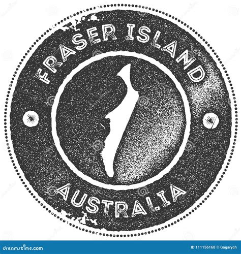 Fraser Island Kaart Uitstekende Zegel Vector Illustratie Illustration