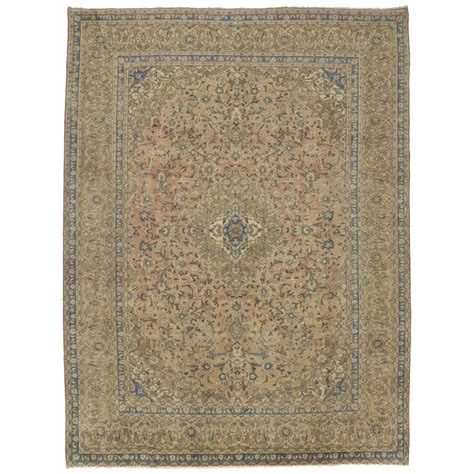 Vintage Persian Tabriz Area Rug With French Country Chippendale