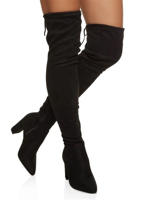 Shop Comfortable Tie Back Over The Knee Pointed Toe Boots At Cheap