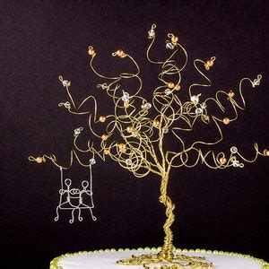 Same Sex Wedding Cake Topper Custom Wire Tree Sculpture With Couple On A Swing Etsy