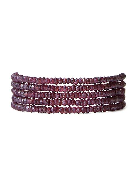Chan Luu Women S Naked Sterling Silver Mystic Garnet Wrap Bracelet Garnet Editorialist
