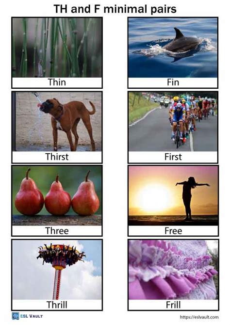 Th And F Minimal Pairs With Free Picture Cards Esl Vault