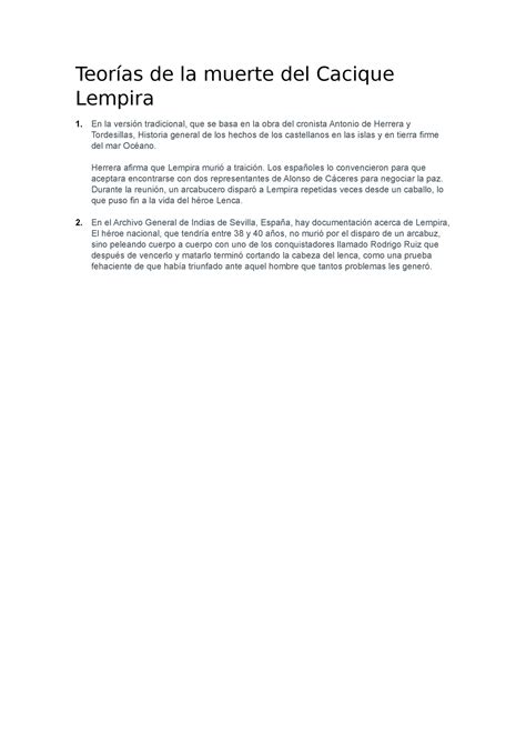 Teorías de la muerte del Cacique Lempira En la versión tradicional