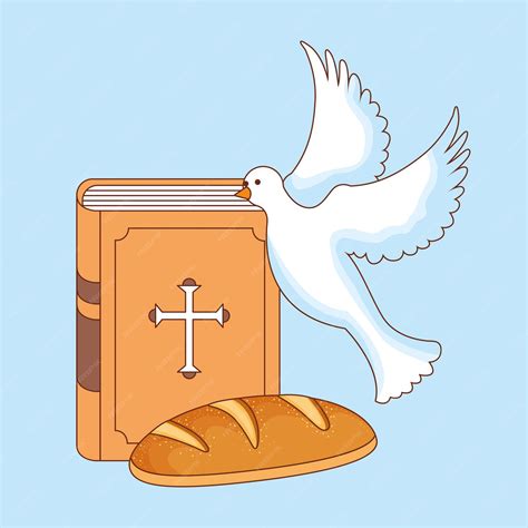 Premium Vector | Holy bible with holy spirit and bread. corpus christi ...