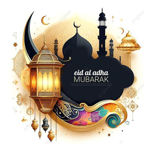 Decoraciones Doradas Para Una Alegre Celebración De Eid Al Adha