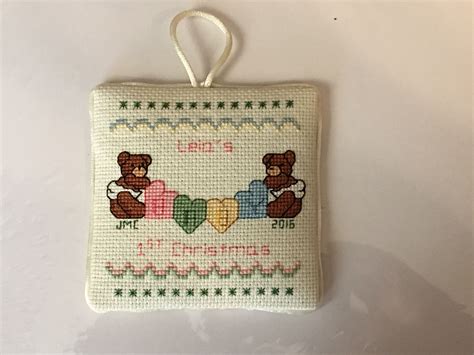 Baby S First Christmas Cross Stitch Ornament From A Bearkin