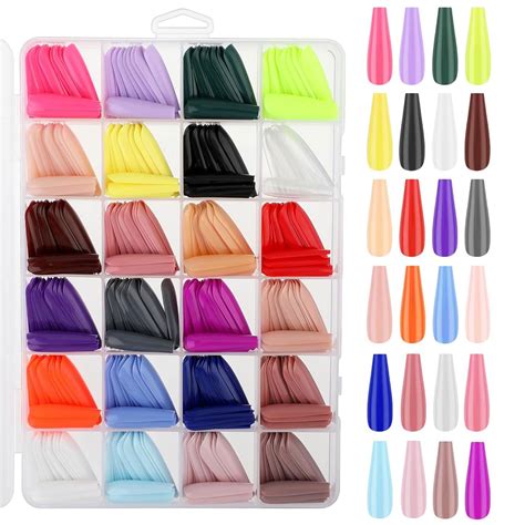 Buy Massmot 24 Color Press On Nails Sets 480Pcs Glossy Colored