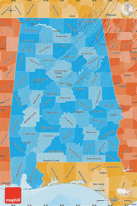 Political Shades Map of Alabama 