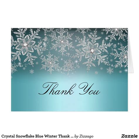 Crystal Snowflake Blue Winter Thank You Card Blue Winter Thank You card ...