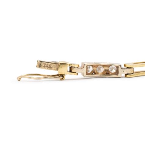 Vintage 18k Yellow Gold Diamond Link Bracelet Chairish