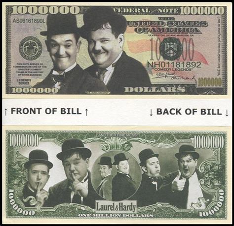 Laurel And Hardy Million Dollar Novelty Commemorative Bill First Day