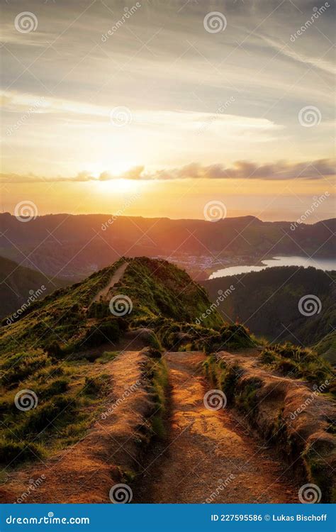 Volcano Lake Lagoa Azul on Sao Miguel Island, Azores Stock Photo ...