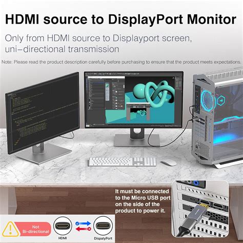 TECHTOBOX Adaptador HDMI A DisplayPort 4K A 60Hz Convertidor HDMI