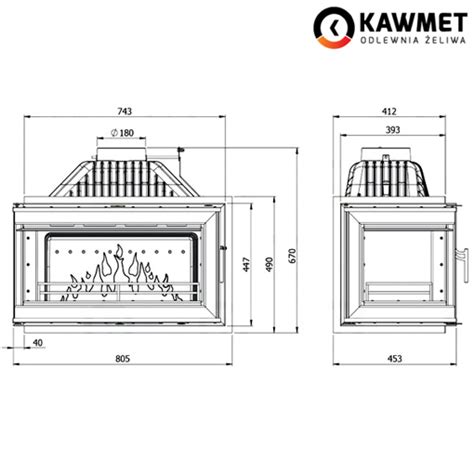 Камінна топка «Kawmet W16 ліве бокове скло без рами (14,7kw ...