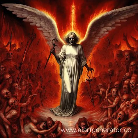 Surreal Angelic Presence in the Depths of Hell | AI Art Generator