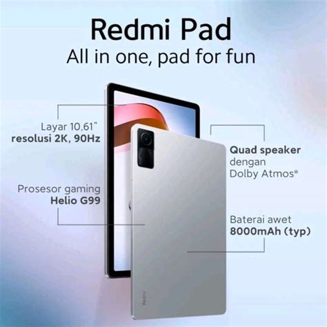 Jual Redmi Pad Helio G99 Layar 2k 90hz 8000mah Quad Speaker Di Seller