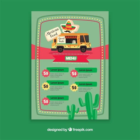 Free Vector | Food truck menu with mexican food