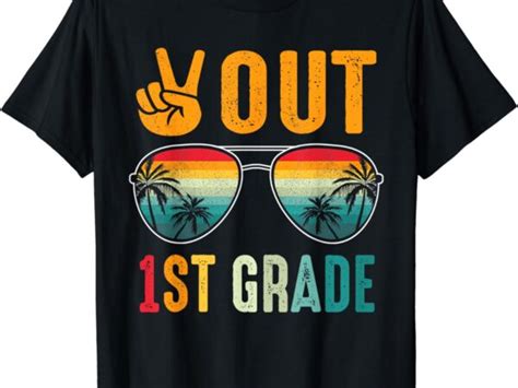 Peace Out 1st Grade Retro Graduation Last Day Of School T Shirt Buy T