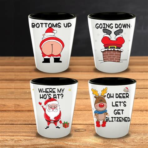 Funny Shot Glasses Christmas Shot Glasses Set White - Etsy