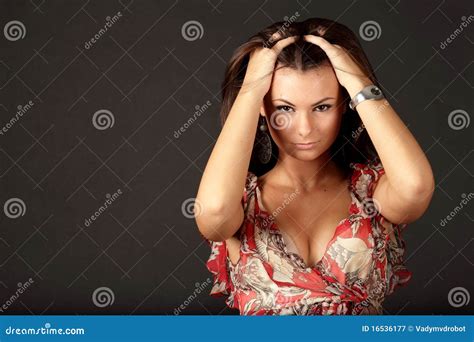 Beautiful Brunette Woman With Earrings Stock Image Image Of Looking