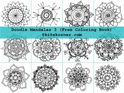 Free Coloring Book - Doodle Mandalas 3 • kitskorner.com