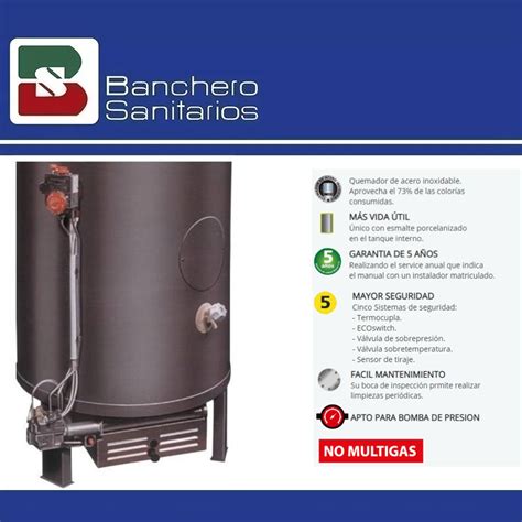 Termotanque Rheem Alta Recuperacion Lts Gas Env Banchero Sanitarios