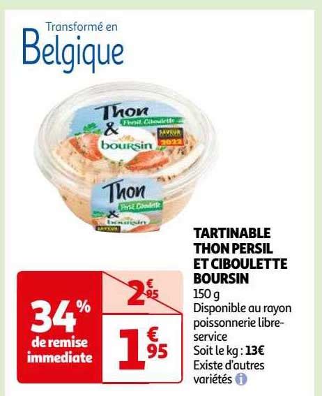 Promo Tartinable Thon Persil Et Ciboulette Boursin Chez Auchan