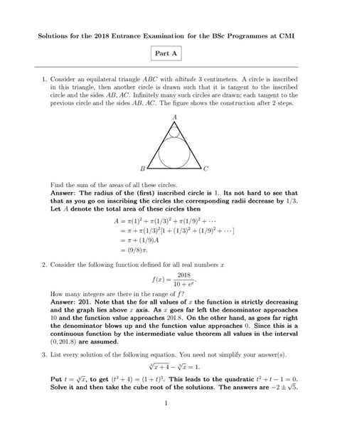 CMI Entrance Exam 2018 Question Paper Solution B Sc Maths Computer