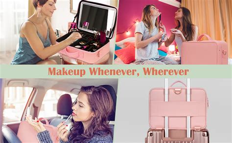 【plus Size】travel Makeup Bag With Large Lighted Mirror Makeup Cosmetic