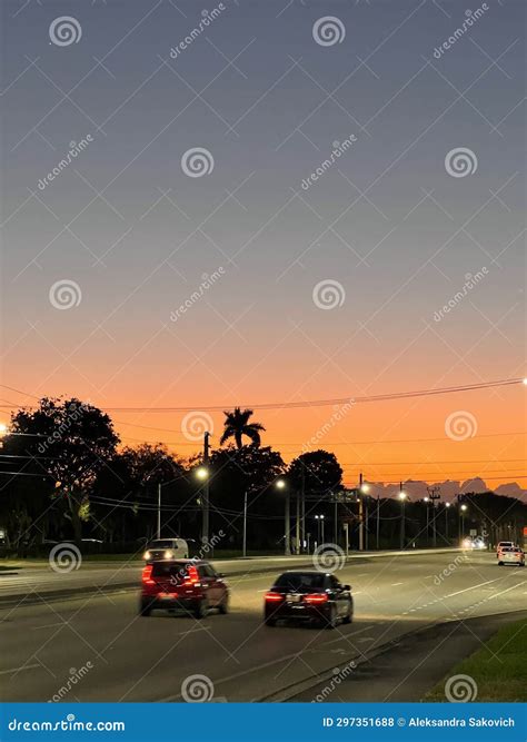 Miami warm sunset stock photo. Image of infrastructure - 297351688