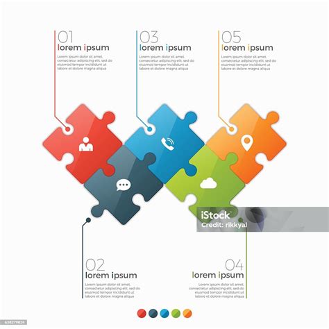 퍼즐 섹션벡터 5 옵션 인포그래픽 템플릿 5에 대한 스톡 벡터 아트 및 기타 이미지 5 부분의 퍼즐 Istock