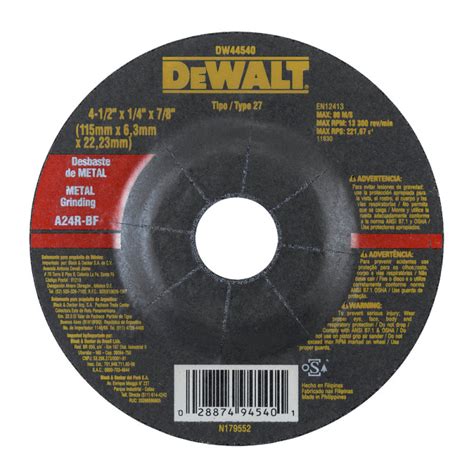 DISCO PARA PULIR METAL DE 4 1 2 X 1 4 X 7 8 DEWALT WCS Soluciones