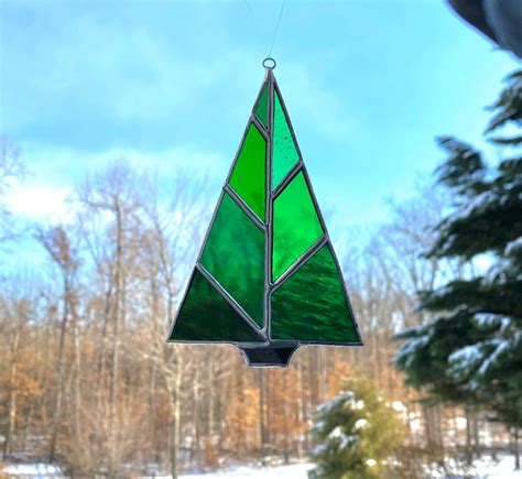 Evergreen Tree Stained Glass Suncatcher Etsy