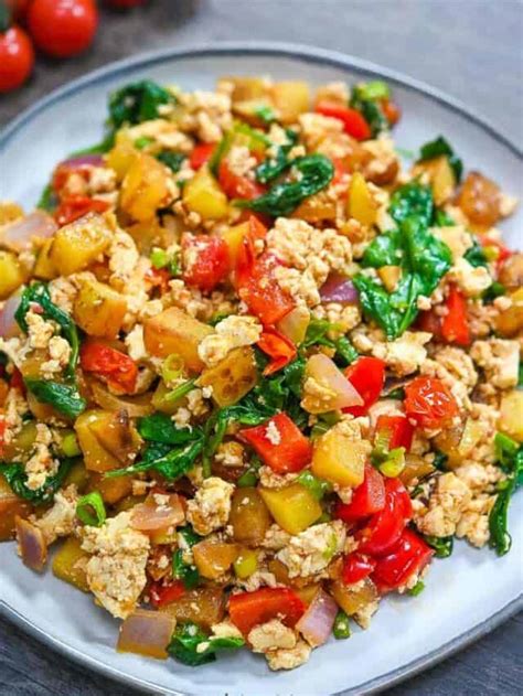 Veggie Tofu Breakfast Scramble - Eat Something Vegan