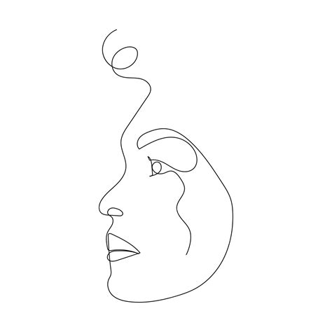 Premium Vector Continuous Line Drawing Of Portrait Of A Beautiful