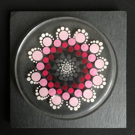 Handpainted Dotted Mandala Coaster Dot Art Hand Painted Etsy