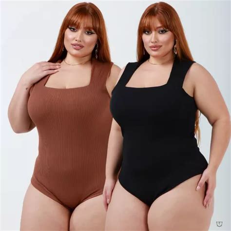 Kit Body Feminino Plus Size Manga Curta Decote G Ao G Frete Gr Tis