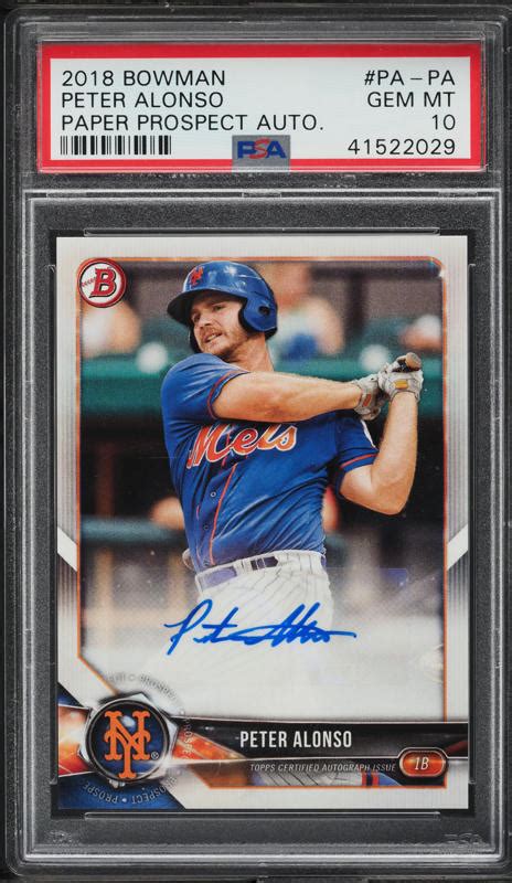 Bowman Paper Prospects Pete Alonso Rookie Auto Pa Pa Psa Gem Mint