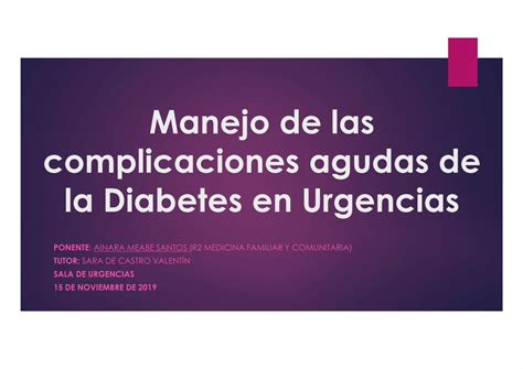 Pdf Manejo De Las Complicaciones Agudas De La Diabetes En · Cetoacidosis Diabética