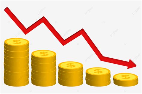 3d Economy Down Chart With Gold Dollar Coins And Red Arrows Recession