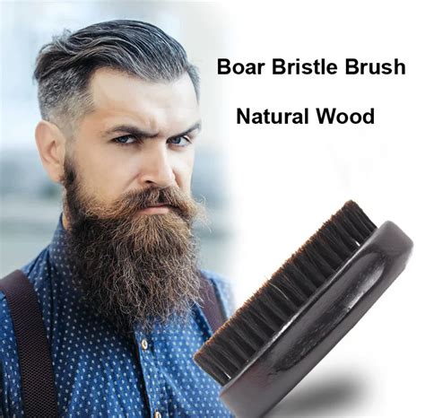 Cepillo de barba de cerdas de jabalí de madera Natural para hombres